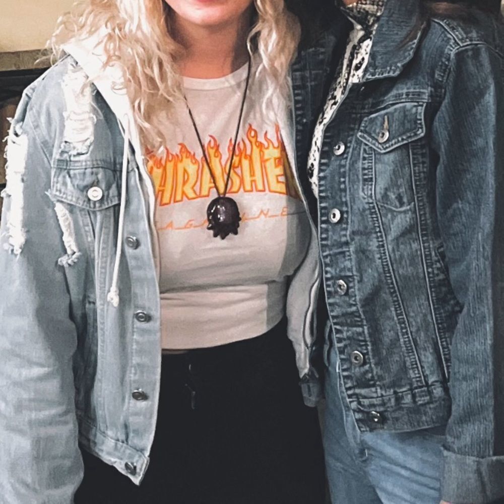 Thrasher White Flame Crop Top